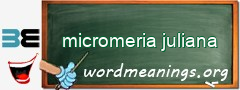 WordMeaning blackboard for micromeria juliana